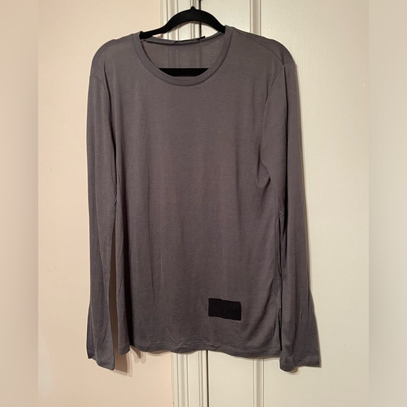 T by Alexander Wang Gray Silk & Cotton Long Sleeve Shirt - Picture 1 of 4